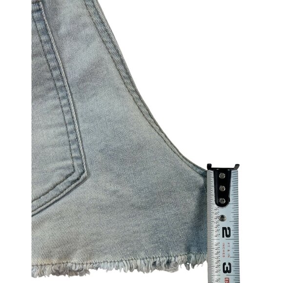 So Jean Shorts Size 9 Denim Womens High Rise Shortie Frayed Hem Light Wash - Picture 5 of 7